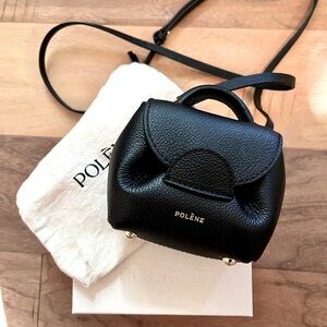 Polène Numero Un Micro bag, black textured.